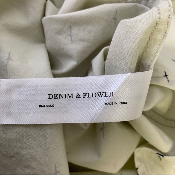 Denim & Flower Ricky Singh Mens Button Up Shirt Blue White Birds Pocket Cotton L - Picture 4 of 7